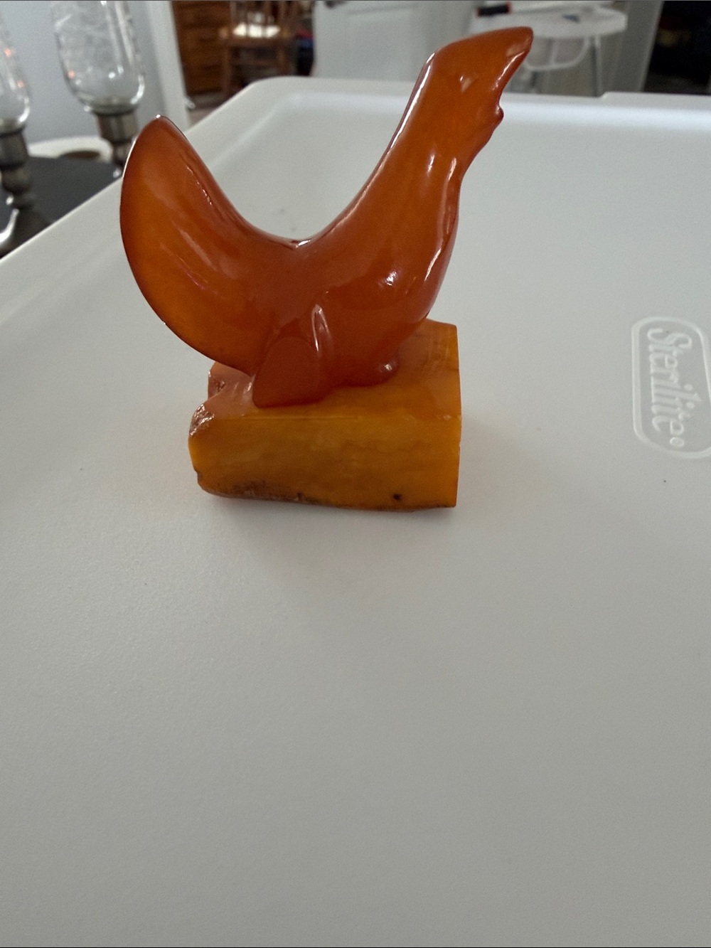 Genuine Baltic, Egg Yolk, Butterscotch AMBER Carved Turkey / Bird